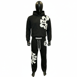 <b>Tracksuits</b> Lightweight French Terry Boxy Blank Custom Logo Oversized Cotton Men Streetwear Plus Size Sweatpants and Hoodie Set - Product Image 6