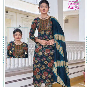 Venta al por mayor de ropa de fiesta india y pakistaní impresa Kurti Bottom Dupatta Catálogo con cápsulas de papel de aluminio con descuentos disponibles - Product Image 1