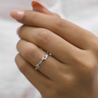 Cincin kawin berlian potongan brilian 0,12 CTW bersertifikat GRA, buatan laboratorium, desain Art Deco dengan bezel dan milgrain, cincin batu permata wanita