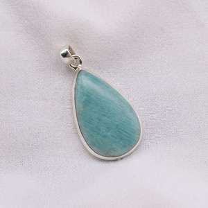 Pendentif Poire en Amazonite, Argent Sterling 925, Bijoux Faits Main, Pierre Naturelle, Collier en Argent, Cadeau pour Femmes et Enfants, Certifié IGI - Product Image 6