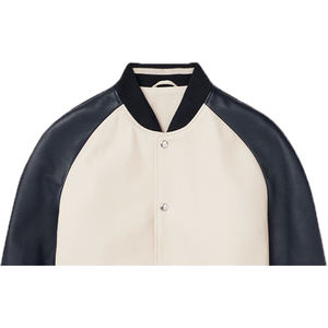 Veste universitaire sur mesure en gros d'usine, conception OEM, respirante, coupe-vent, haute qualité, broderie masculine, patch frontal en cuir véritable - Product Image 2