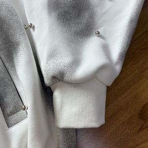 เสื้อฮู้ดแบบรูดซิปแต่งพลอยเทียมเสื้อครอปสาดน้ำได้แนววินเทจ GSM 400จาง - Product Image 5