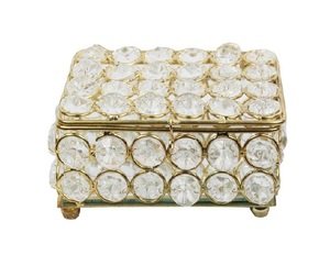 กล่องเครื่องประดับคริสตัลพร้อมเท้าโต๊ะเครื่องแป้งตกแต่งบ้านกล่องเก็บเครื่องประดับลูกปัดเพชร - Product Image 1