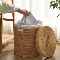Abordable Nouveau design Vêtements Panier de rangement rond pliable en rotin Panier à linge sale