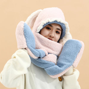 Conjunto de Bufanda y Gorro con Orejas de Conejo Multifuncional para Mujer, Invierno, Largo, Elegante - Product Image 5