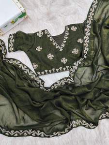 New Designer <b>Women's</b> Silk <b>Saree</b> with Beautiful Soft Crispy Fabric Rich Look Handwork Border <b>for</b> Parties collection - Product Image 4