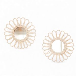 Miroir en rotin bohème fait main, décoration murale en rotin naturel pour chambre d'enfant, tissé au Vietnam - Product Image 1