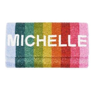 Élégant arc-en-ciel Champagne perlé bandoulière chaîne pochette sac à main élégant sacs de soirée - Product Image 3