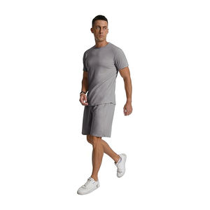 Ensemble t-shirt et short à manches courtes pour homme 100% coton de haute qualité avec 2 poches respirantes - Product Image 4
