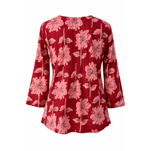 Blusa Floral para Mujer, Holgada, con Botones al Frente, Manga Tres Cuartos, Bordada, Vintage, de Chifón y Popelina, Larga, Casual, para Oficina, Primavera - Product Image 2