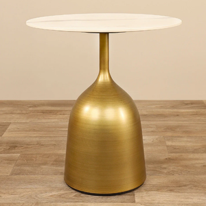 Mesa de centro con acabado dorado para uso interior y exterior Decoración del hogar Mesa auxiliar para sala de estar y muebles de vestíbulo - Product Image 1