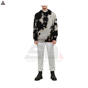 เสื้อฮู้ดผ้าฟลีซแบบสวมหัวย้อมสีโอเวอร์ไซส์ผ้าฝ้าย100% น้ำหนักเบากำหนดเองฤดูหนาว - Product Image 4