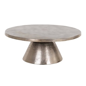 Mesa de centro de Metal de alta calidad, tapa redonda, diseño único con acabado antiguo plateado hecho a mano para muebles de sala de estar y dormitorio - Product Image 1