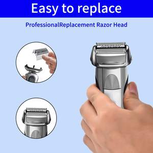 Cabezal de Repuesto de Doble Cuchilla para Afeitadora Eléctrica Masculina, Resistente al Agua IPX7, Lavable, Afeitadora Rotatoria para Barba y Cuerpo, Funcionamiento Alemán - Product Image 3