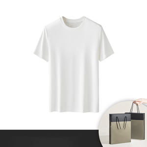 Logo personnalisé OEM T-shirt tricoté en modal respirant double face pour hommes, teint uni, design court et fin pour le printemps, l'été - Product Image 1