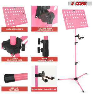 Soporte de Música de 5 Niveles Ajustable, Soporte de Escritorio para Libros, Portátil, Metálico, Plegable - Product Image 5