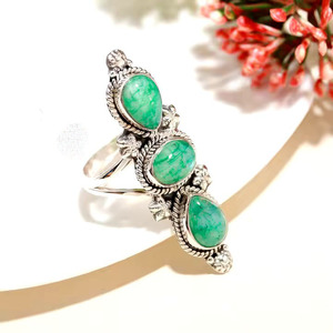 Anillo de ajuste de bisel de piedra lunar verde de Plata de Ley 925 para mujer, fiesta de compromiso de boda, gran regalo de Navidad clásico - Product Image 3