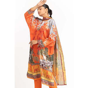 Costume en satin imprimé numérique GLM-23-51, soie Shamose brodée, élégant et luxueux - Product Image 1