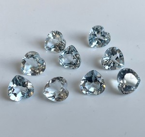 Topaze bleue ciel naturelle 8mm coupe coeur à facettes lâche topaze bleu ciel coeur excellente qualité - Product Image 2