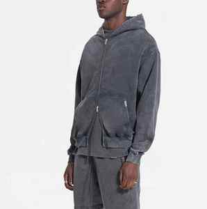 Venta al por mayor logotipo personalizado Imprimir Sudadera con capucha de gran tamaño Casual Sudadera con capucha de moda de manga larga con cremallera Hip Hop Street Hombres Sudadera con capucha - Product Image 4