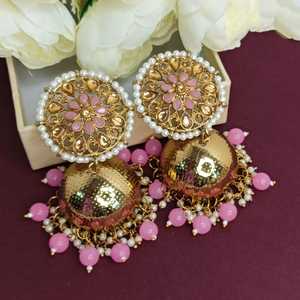 Bijoux indiens Bollywood Antique Crystal Kundan Jhumki Jhumka Ensemble de boucles d'oreilles pour femmes - Product Image 1