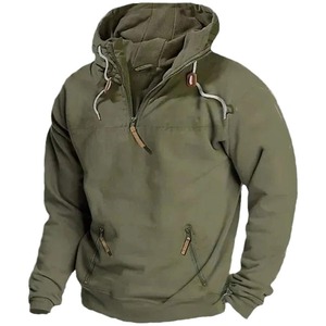 Recién llegado, ropa de calle, sudaderas con cremallera de cuarto de hombre, sudaderas con cremallera de cuarto de algodón de gran tamaño para hombre - Product Image 3