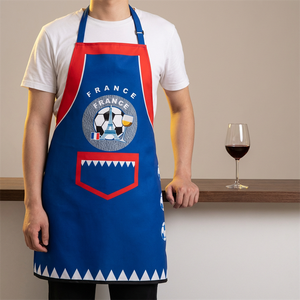 Delantal de Cocina Impermeable Personalizado con Temática de Fútbol Francés, Delantal de Poliéster Lavable con Gráficos de la Bandera Nacional, Venta al por Mayor para Fanáticos de la Cocina - Product Image 1