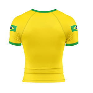 Camiseta de compresión personalizada Brasil EE. UU. Bandera Rash Guard Hombres Gimnasio Deportes Entrenamiento Top - Product Image 2
