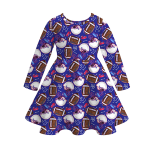 Baby Kids Girl Winter Spring Football Game Soft Bamboo Saints 49ers Steelers Twirl Dress su misura abbigliamento per bambini - Product Image 1