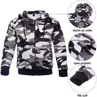 Conjunto Deportivo de Invierno con Camuflaje, Talla Grande, Top Corto con Capucha, Pantalones Joggers, Diseño de Parches, Estilo Casual, Unisex, con Ribete de Cinta, Reversible