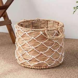 Handwoven Water Hyacinth Handwoven Basket <b>with</b> Handles Handmade <b>Storage</b> Basket Wholesale eco-friendly Manufacture in Vietnam - Product Image 2