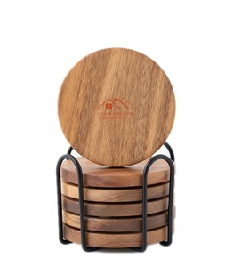 Wooden <b>Coasters</b> with Non-Slip Pad Cup <b>Coasters</b> for Table Organizer Popular Design Round <b>Wood</b> <b>Coasters</b> Acacia - Product Image 1