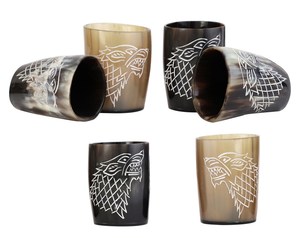 Design moderne Corne de buffle Verre à boire Corne de Viking Verre à bière Artisanat Court avec bordure en acier Verre à corne - Product Image 5