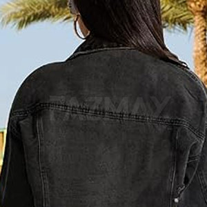 Meilleures ventes de veste en jean pour femme à manches longues Veste en jean court respirante sur mesure pour femme - Product Image 4