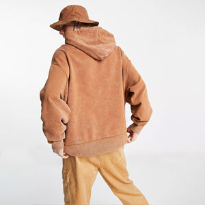 Unisex de alta calidad 100% algodón Casual Regular Fit ácido lavado pulóver sudaderas con capucha de gran tamaño de lana larga logotipo personalizado sólido invierno - Product Image 6