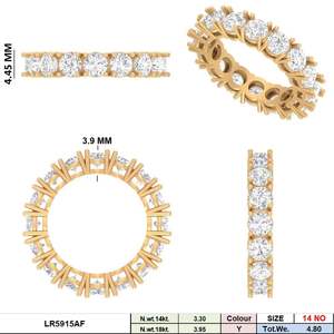 Anillo de Eternidad de Diamantes Cultivados en Laboratorio CVD de 14K, Oro F, VVS, VS, Corte Completo, Clásico, para Boda, Aniversario, Chapado en Rodio, IGI - Product Image 4