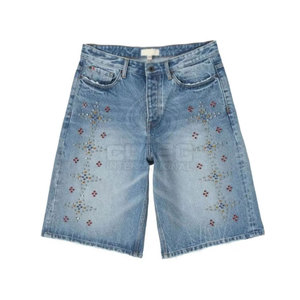 Hot Sale Custom Made Rhinestone <b>Jeans</b> Shorts Light Weight Breathable <b>Men</b> <b>Jeans</b> Rhinestone Shorts <b>For</b> Adult - Product Image 1