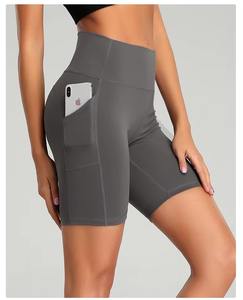 Meilleure vente Short de motard personnalisé taille haute pour femmes Short de course à pied tricoté en Spandex Compression Workout Gym Yoga avec poches - Product Image 4