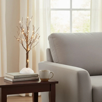 Arbre artificiel en bouleau avec lumières LED blanc chaud, décoration de Noël, lumières féériques, lampe d'arbre spirituel pour décoration de table