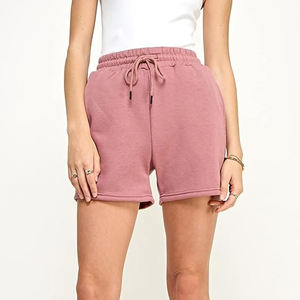 Venta al por mayor de alta calidad 100% pantalones cortos de algodón para mujer logotipo bordado personalizado forro polar de algodón pesado 500GSM cómodos pantalones cortos de mujer - Product Image 3