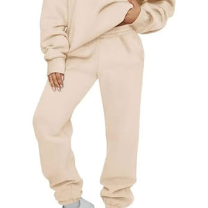 Vente en gros Automne 100% Coton Sweat à capuche à fermeture éclair et cordon de serrage Ensemble de survêtement surdimensionné Deux pièces Jogging Ensemble de fitness Survêtement personnalisé - Product Image 4