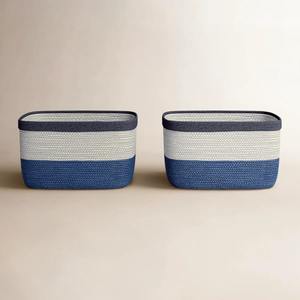 Ensemble de 2 paniers de rangement en macramé pour les essentiels de la maison, organisation quotidienne, décoration et rangement polyvalent, en provenance d'Inde - Product Image 4