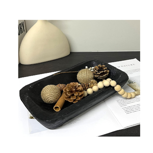 Bols décoratifs en bois décoratif rustique sculpté à la main grand bol à pâte bougie bol en bois pour la fabrication - Product Image 1