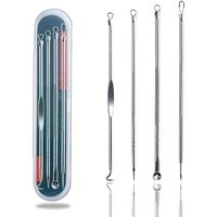 Kit de 4 extracteurs de points noirs en acier inoxydable avec technologie d'aspiration et masque pour le nettoyage du visage et le déboucage des pores