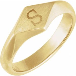Stuller 14KY Geometric Signet <b>Ring</b> Fashionable Gold & Rose Gold Plated Inlay Trendy Number Shape Gift - Product Image 4