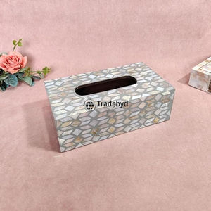 Portapañuelos de Papel con Incrustaciones de Madera Tallada a Mano con Diseño Floral de Primera Calidad para Mesas de Dormitorio y Sala de Estar Tradebyd - Product Image 2