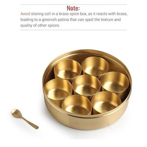 กล่องเครื่องเทศด้วยโลหะทองเหลืองมีลวดลายมันดาลาที่สวยงามและงานฝีมือที่ประณีตตกแต่งบ้านห้องครัว - Product Image 3