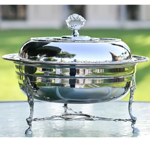 ที่อุ่นอาหารจานร้อนจัดบุฟเฟ่ต์แบบไฮดรอลิกถาดรองซุปทรงกลมฝาแก้วทำจากสเตนเลสสตีล - Product Image 5