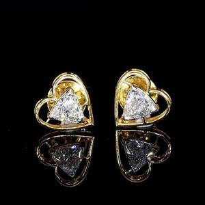 Pendientes redondos de piedra principal de oro amarillo de joyería fina para la fabricación de productos de niñas - Product Image 2