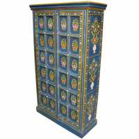 Armoire en bois massif Kusum Art, style ferme moderne, finition peinte à la main, taille personnalisable, design extensible pour la maison